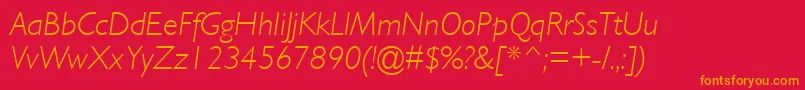 GillLightSsiLightItalic Font – Orange Fonts on Red Background