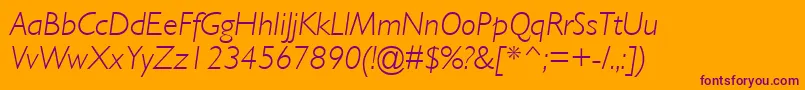 GillLightSsiLightItalic Font – Purple Fonts on Orange Background
