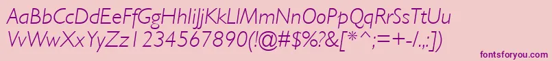 Czcionka GillLightSsiLightItalic – fioletowe czcionki na różowym tle