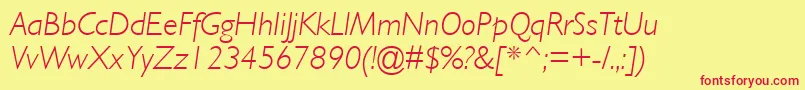 フォントGillLightSsiLightItalic – 赤い文字の黄色い背景