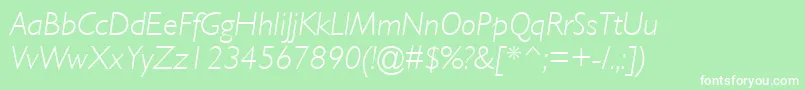 GillLightSsiLightItalic Font – White Fonts on Green Background