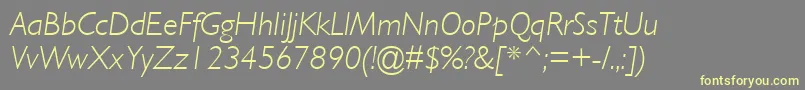 GillLightSsiLightItalic-Schriftart – Gelbe Schriften auf grauem Hintergrund
