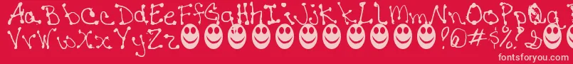 JaninesWriting Font – Pink Fonts on Red Background