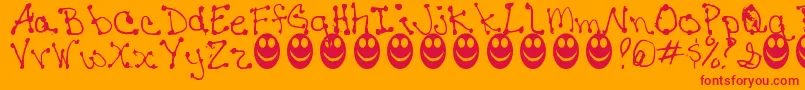 JaninesWriting Font – Red Fonts on Orange Background
