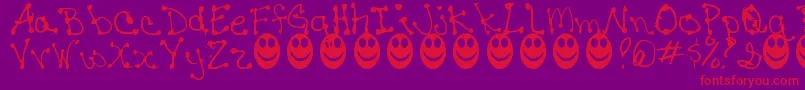 JaninesWriting Font – Red Fonts on Purple Background