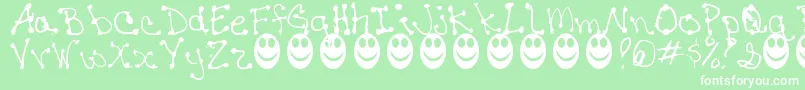 JaninesWriting Font – White Fonts on Green Background