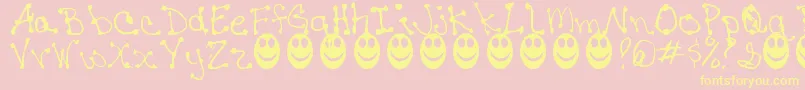 JaninesWriting Font – Yellow Fonts on Pink Background