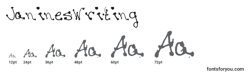 JaninesWriting Font Sizes