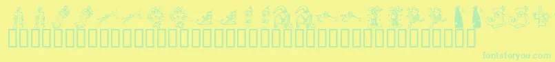 KrChristmas2002Dings2 Font – Green Fonts on Yellow Background