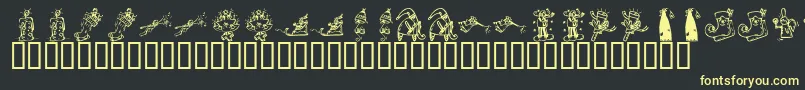 フォントKrChristmas2002Dings2 – 黒い背景に黄色の文字