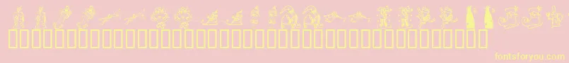 Saiba mais sobre a fonte KrChristmas2002Dings2 Fonte KrChristmas2002Dings2 – fontes amarelas em um fundo rosa