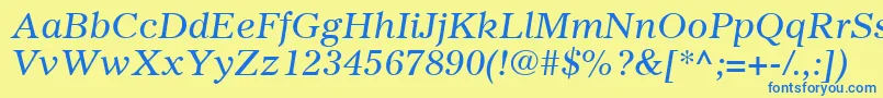 GazetteLtItalic Font – Blue Fonts on Yellow Background