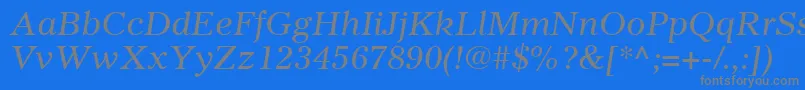 フォントGazetteLtItalic – 青い背景に灰色の文字