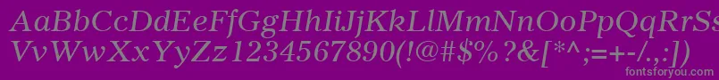 フォントGazetteLtItalic – 紫の背景に灰色の文字