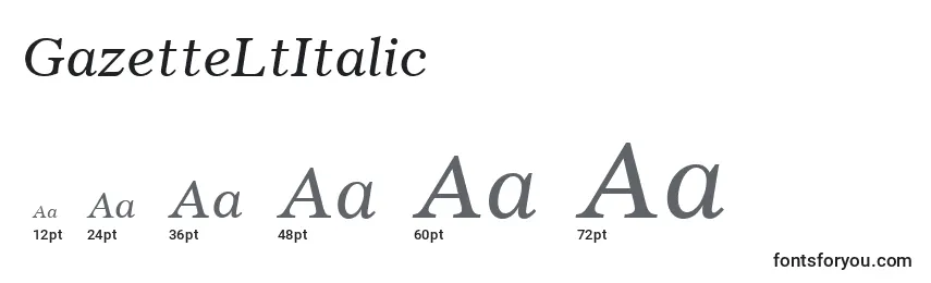 Размеры шрифта GazetteLtItalic