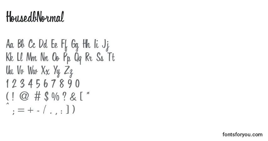 A fonte HousedbNormal – alfabeto, números, caracteres especiais
