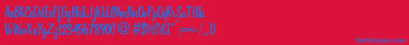HousedbNormal Font – Blue Fonts on Red Background