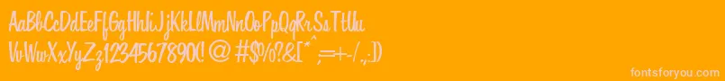HousedbNormal-Schriftart – Rosa Schriften auf orangefarbenem Hintergrund