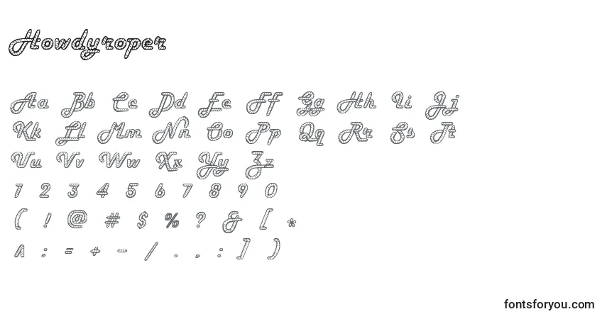 Schriftart Howdyroper – Alphabet, Zahlen, spezielle Symbole