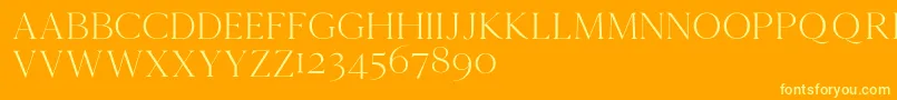 Cammrondemo-Schriftart – Gelbe Schriften auf orangefarbenem Hintergrund