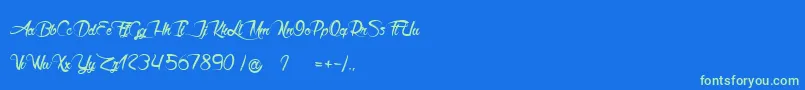 Akhenaton Font – Green Fonts on Blue Background