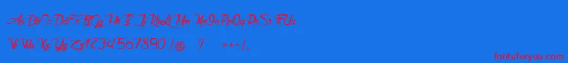 Akhenaton Font – Red Fonts on Blue Background