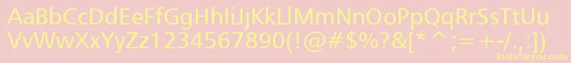 Fonte Humanist777Bt – fontes amarelas em um fundo rosa