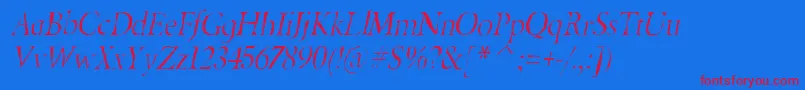 フォントBeryliumgauntItalic – 赤い文字の青い背景