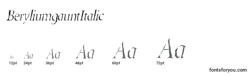 Размеры шрифта BeryliumgauntItalic