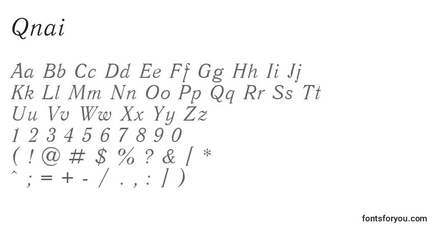 Schriftart Qnai – Alphabet, Zahlen, spezielle Symbole