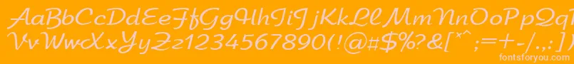 Arbatdi-Schriftart – Rosa Schriften auf orangefarbenem Hintergrund