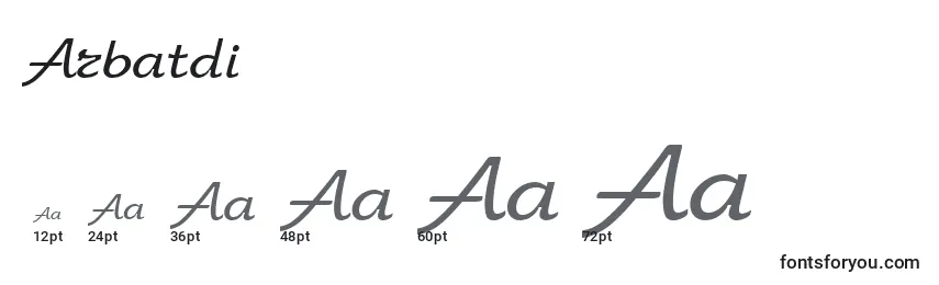 Размеры шрифта Arbatdi