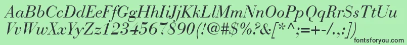 BodoniRecutSsiItalic Font – Black Fonts on Green Background