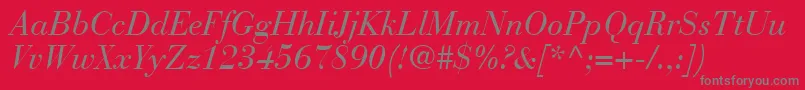 フォントBodoniRecutSsiItalic – 赤い背景に灰色の文字