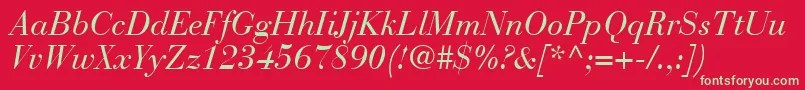 BodoniRecutSsiItalic Font – Green Fonts on Red Background