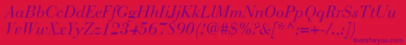 フォントBodoniRecutSsiItalic – 赤い背景に紫のフォント