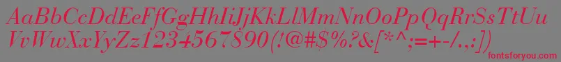 BodoniRecutSsiItalic Font – Red Fonts on Gray Background