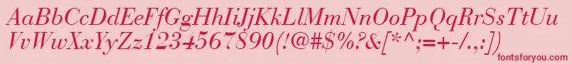 BodoniRecutSsiItalic Font – Red Fonts on Pink Background