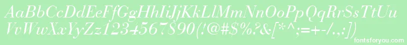 BodoniRecutSsiItalic Font – White Fonts on Green Background