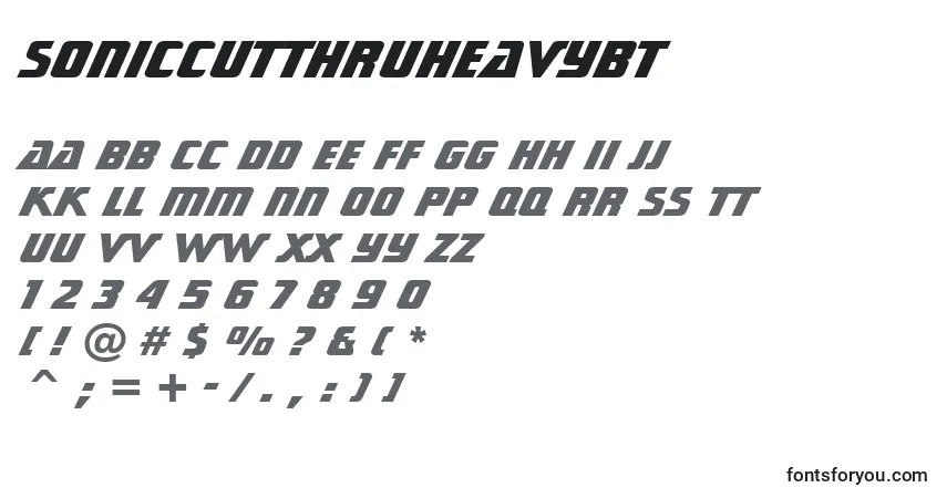 Schriftart SonicCutThruHeavyBt – Alphabet, Zahlen, spezielle Symbole