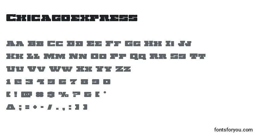 Schriftart Chicagoexpress – Alphabet, Zahlen, spezielle Symbole