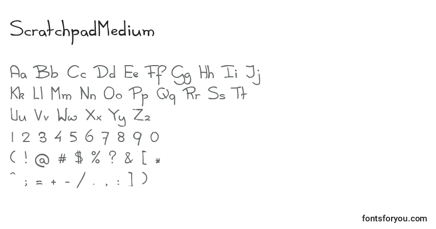 Fuente ScratchpadMedium - alfabeto, números, caracteres especiales