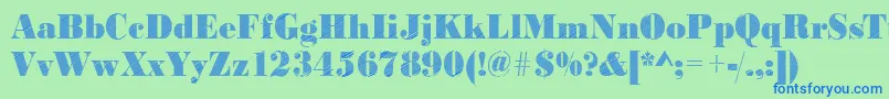 BodonirisingRegular-fontti – siniset fontit vihreällä taustalla