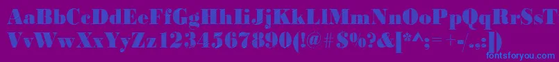 BodonirisingRegular-Schriftart – Blaue Schriften auf violettem Hintergrund