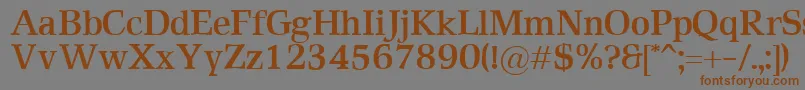 フォントRustikaBold – 茶色の文字が灰色の背景にあります。