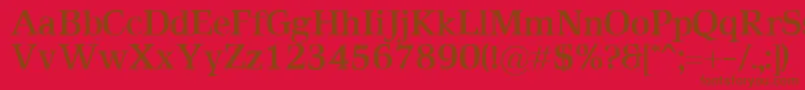 RustikaBold-Schriftart – Braune Schriften auf rotem Hintergrund