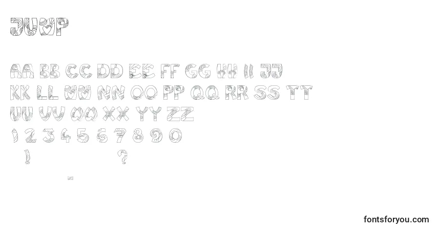 Шрифт Jump – алфавит, цифры, специальные символы