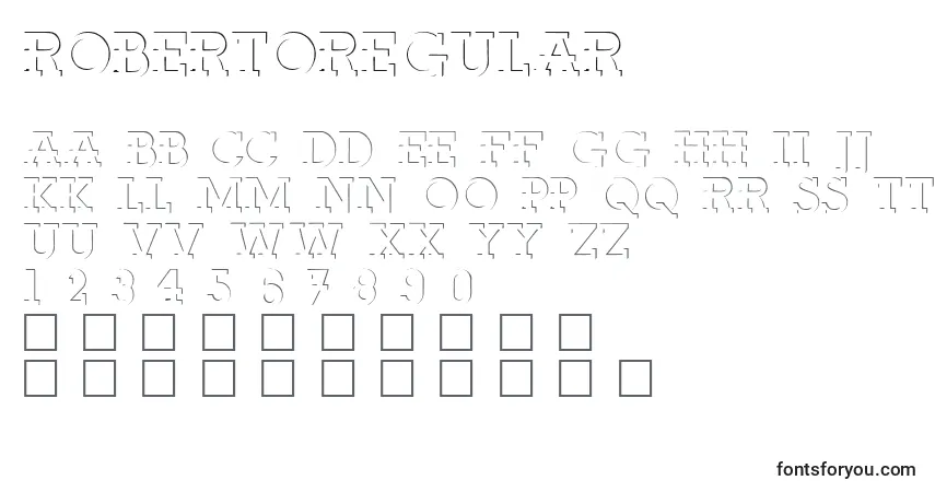 Schriftart RobertoRegular – Alphabet, Zahlen, spezielle Symbole