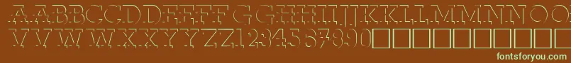 フォントRobertoRegular – 緑色の文字が茶色の背景にあります。