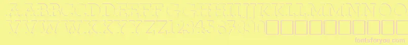 RobertoRegular-fontti – vaaleanpunaiset fontit keltaisella taustalla